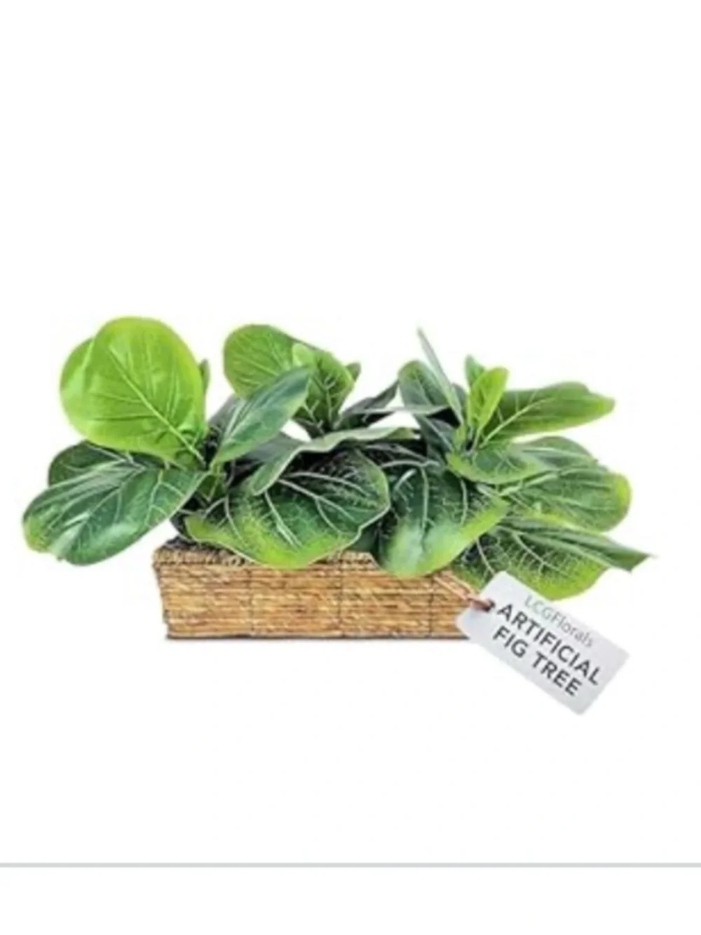 Fiddle Leaf Fig faux 15” plants in basket
